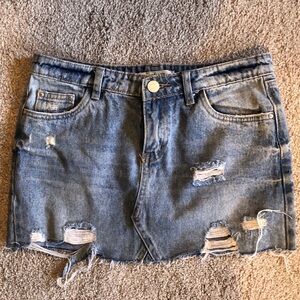 Refuge denim jean Mini skirt distressed frayed edge S